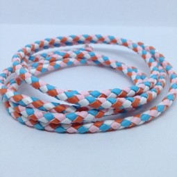 Шнур 4x3 мм тип U0571 різнобарв'я рожевий плетений Італія